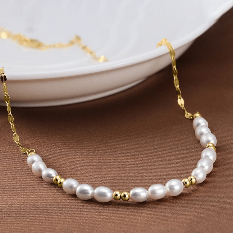 Classic Freshwater Pearl Necklace - 14K Gold Plated Over Sterling Silver