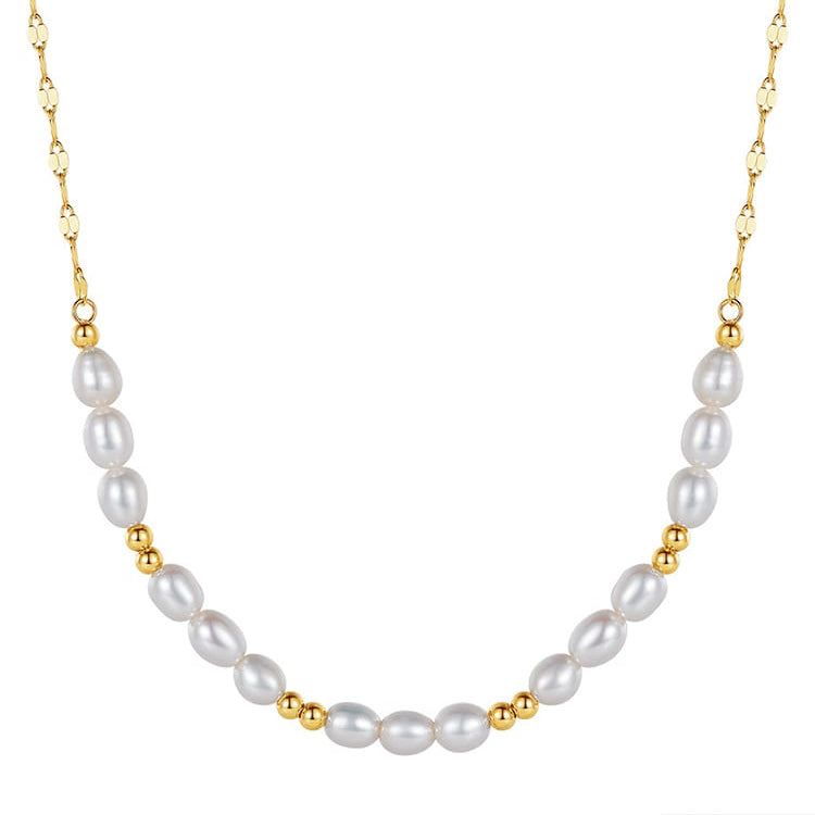 Classic Freshwater Pearl Necklace - 14K Gold Plated Over Sterling Silver