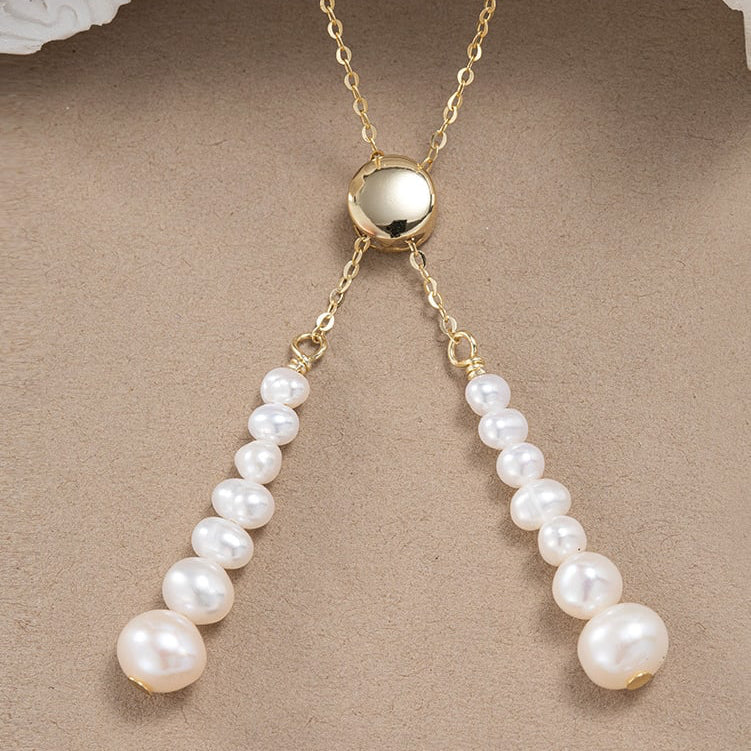 925 Sterling Silver Freshwater Pearl Tassel Necklace