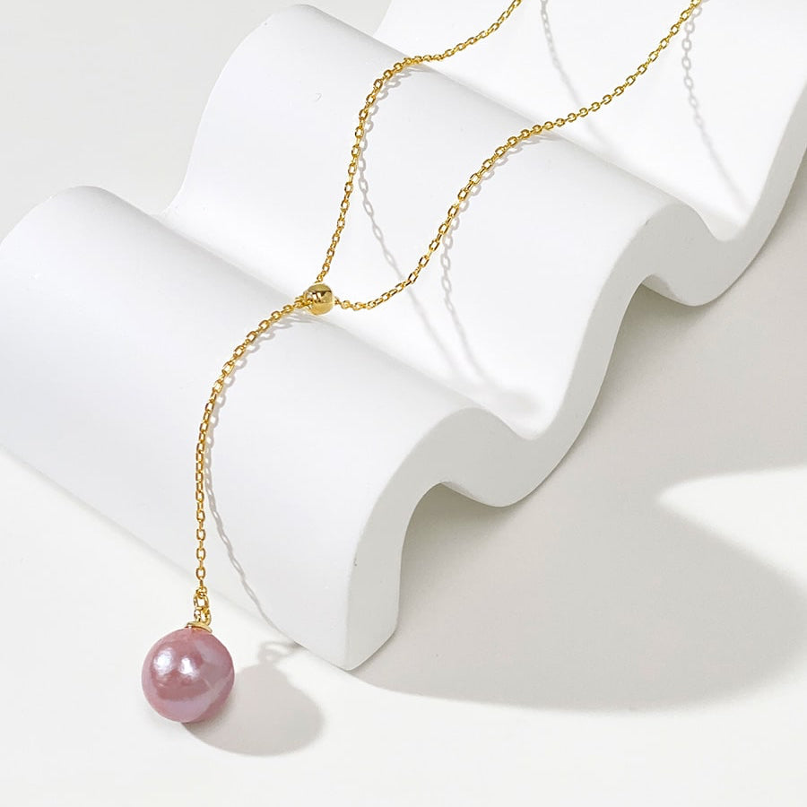 925 Sterling Silver Pink Freshwater Pearl Minimalist Necklace