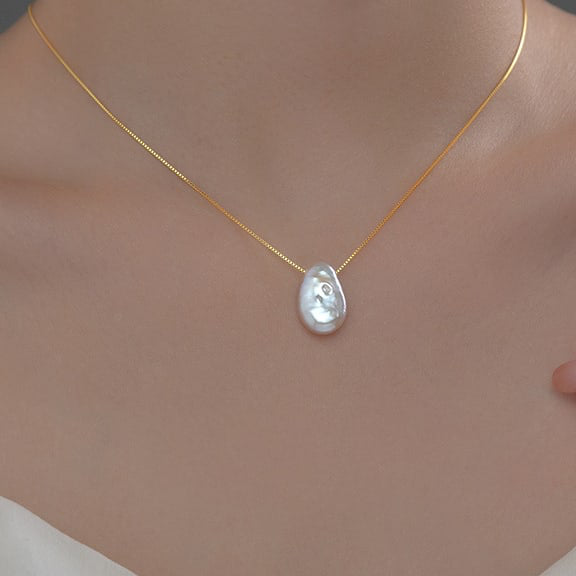 925 Sterling Silver Freshwater Pearl Minimalist Necklace