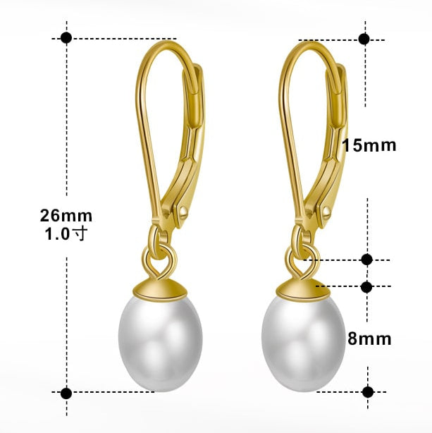 925 Sterling Silver Freshwater Pearl Leaver Back Earrings