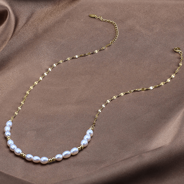 Classic Freshwater Pearl Necklace - 14K Gold Plated Over Sterling Silver