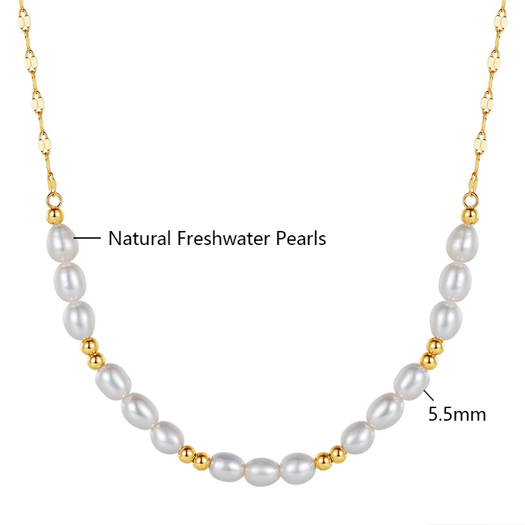 Classic Freshwater Pearl Necklace - 14K Gold Plated Over Sterling Silver