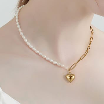 925 Sterling Silver Freshwater Pearl Heart Minimalist Necklace