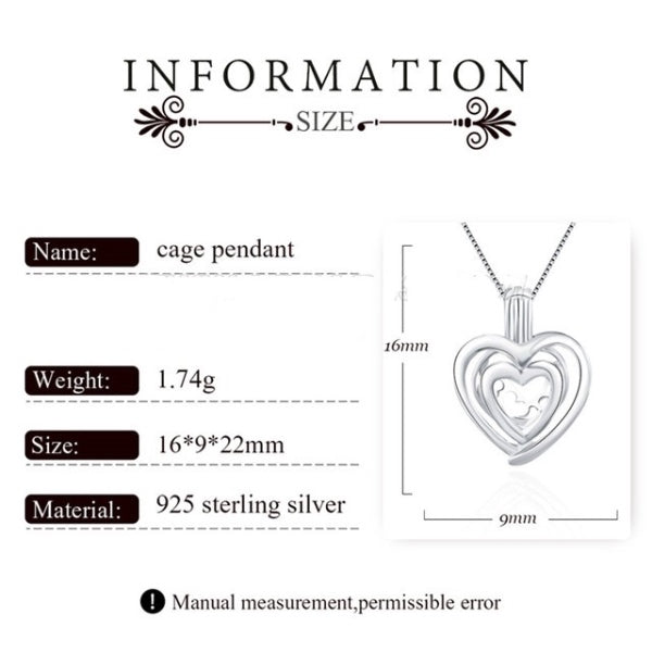 Sterling Silver Pearl Heart Cage Pendant  Setting