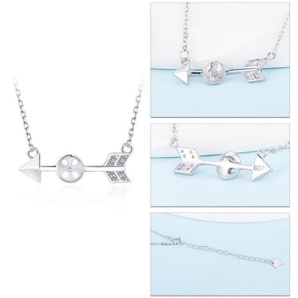 Sterling Silver Pearl Arrow Necklace Setting