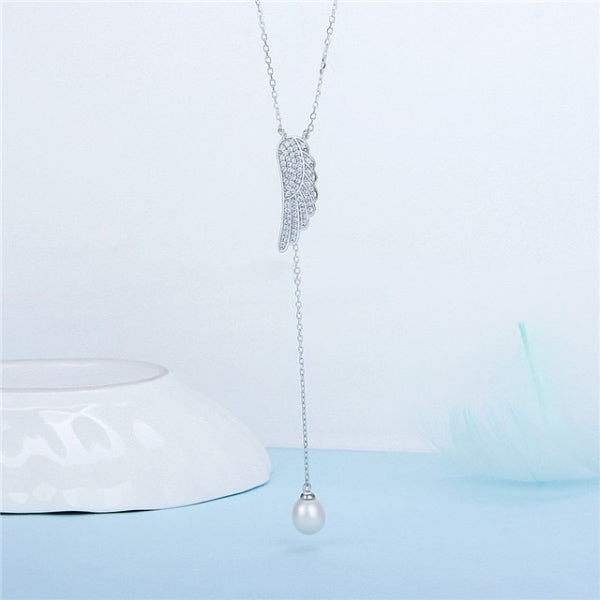 Sterling Silver Pearl Feather Necklace Setting