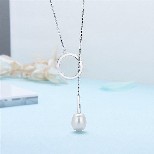 Sterling Silver Pearl Circle Lariat Necklace Setting