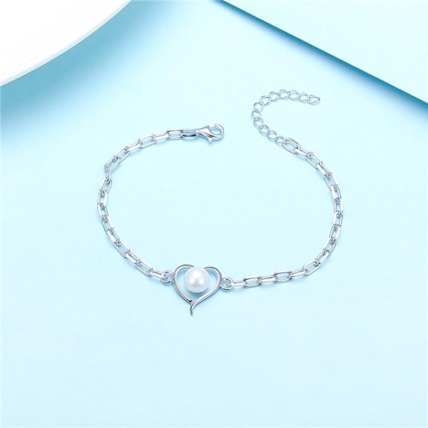 Sterling Silver Pearl Heart Bracelet Setting
