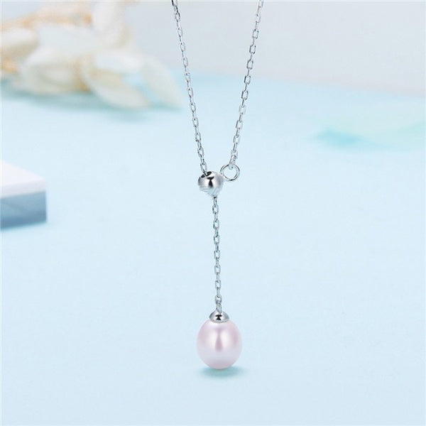 Sterling Silver Pearl Simple Drop Necklace