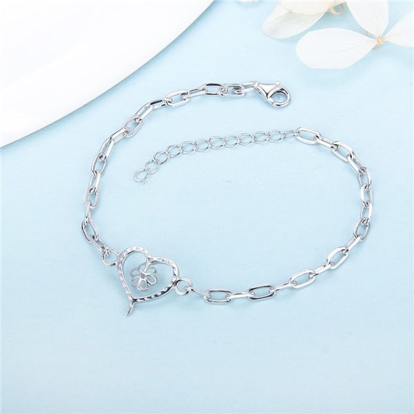 Sterling Silver Pearl Heart Bracelet