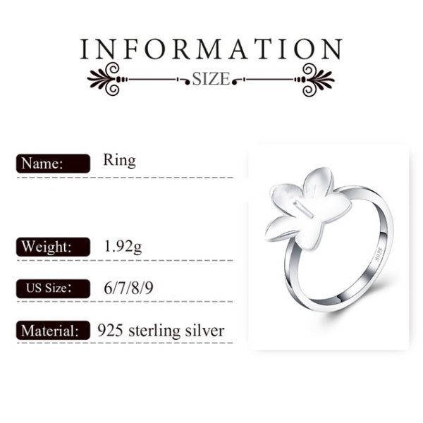 Sterling Silver Plumeria Design Pearl Ring