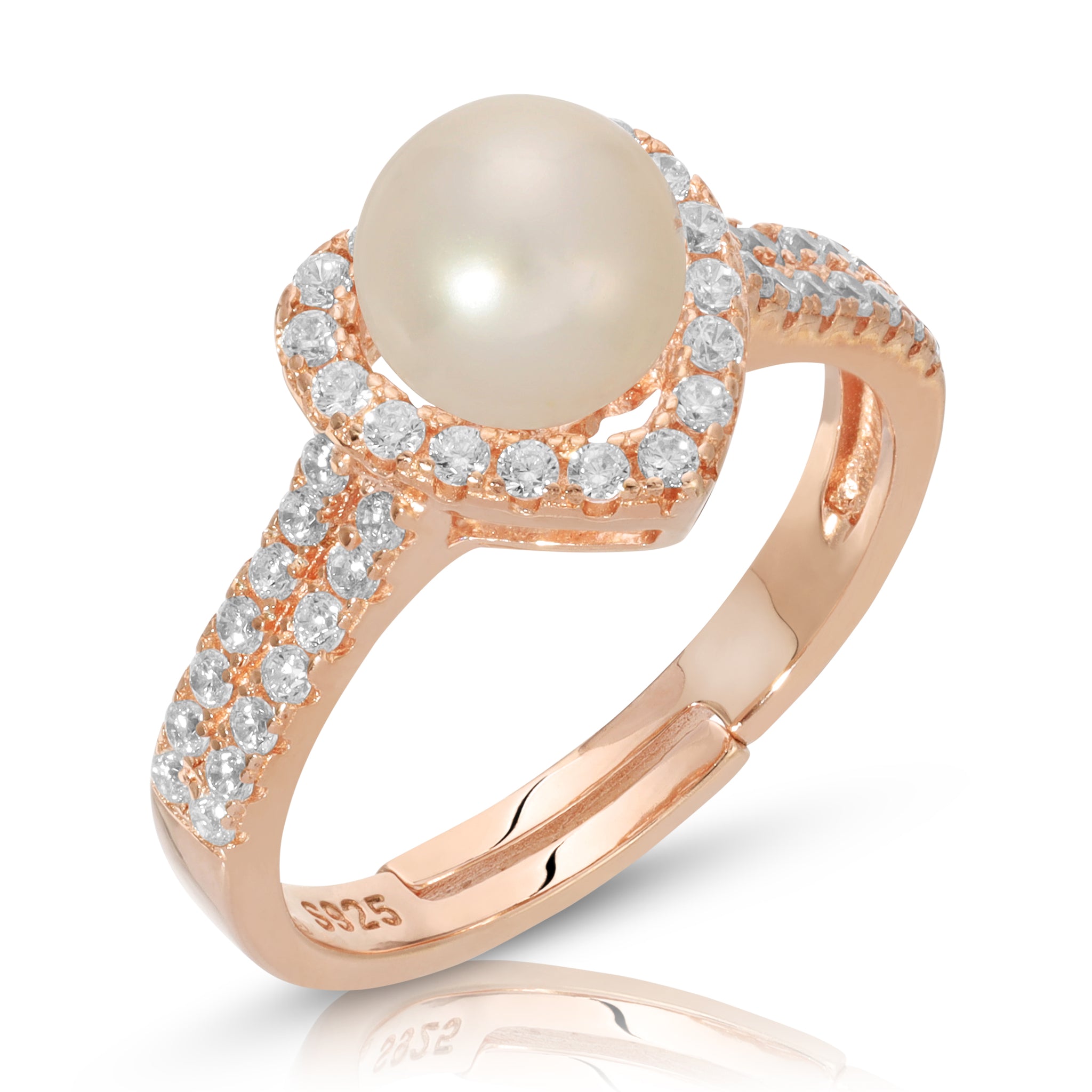 Sterling Silver Heart Design Pearl Ring - Ocean's Treasure