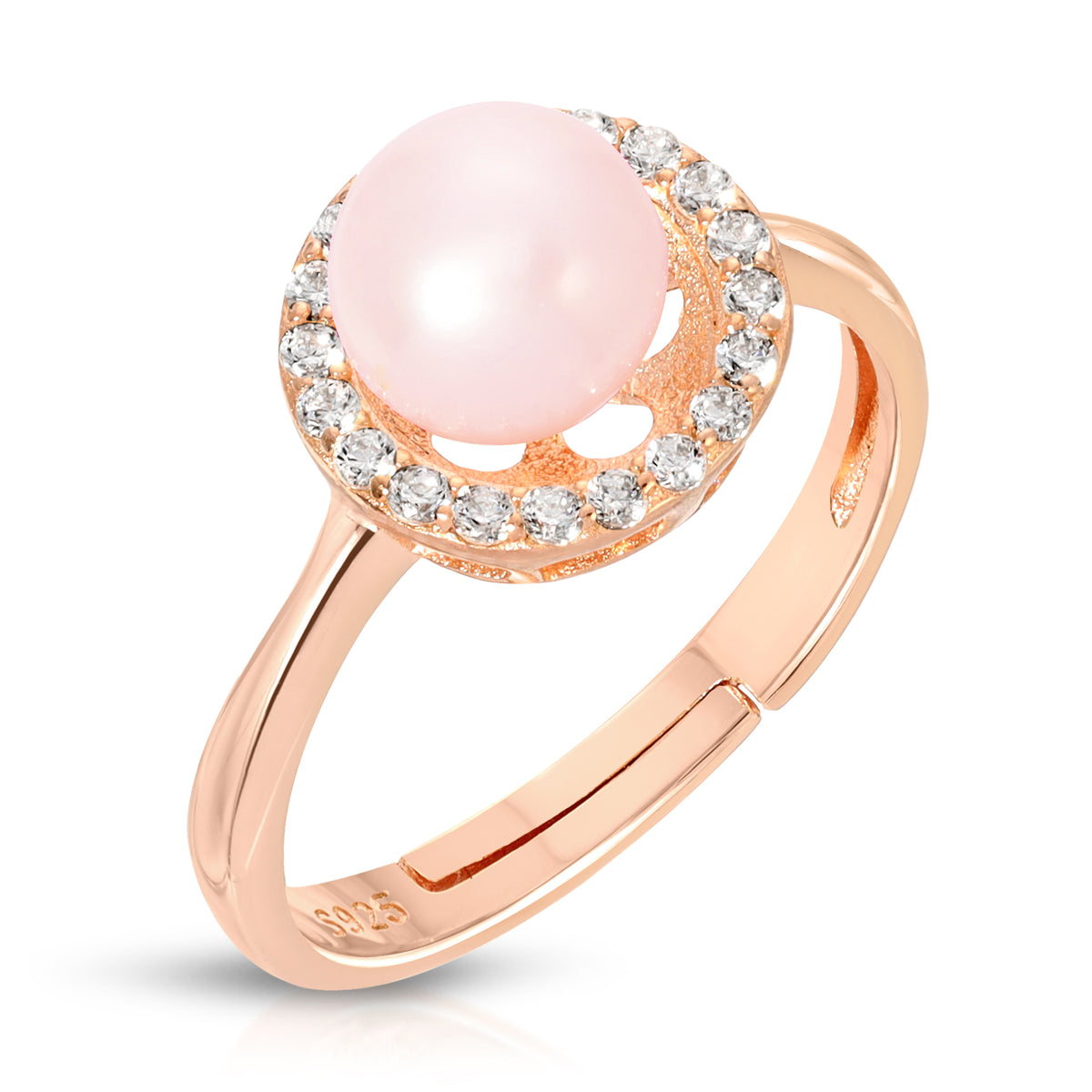 Sterling Silver Halo design Pearl Ring