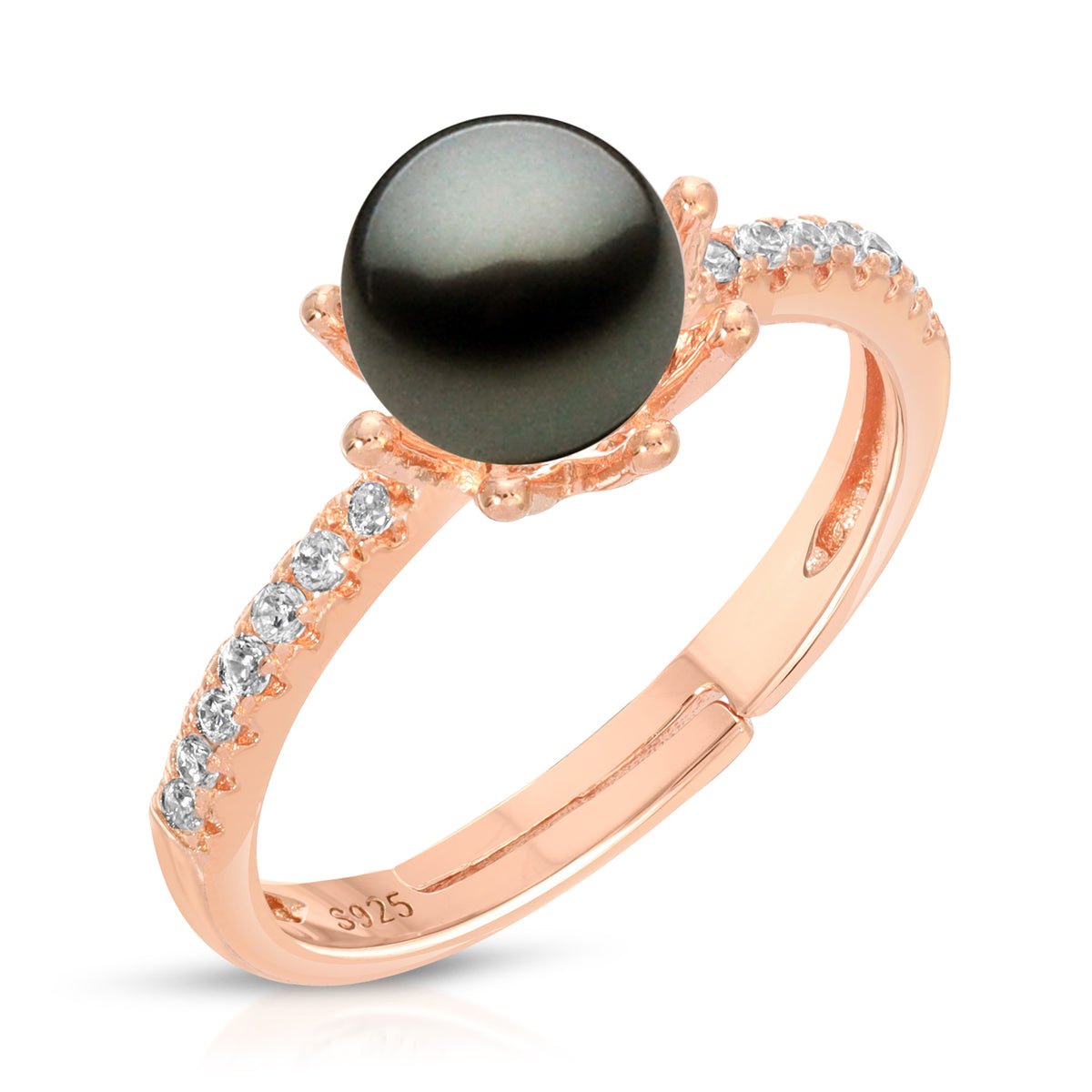 Sterling Silver Crown Design Pearl Ring