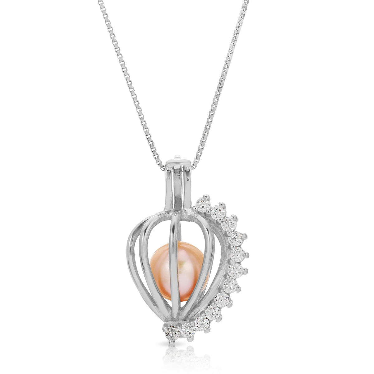 Sterling Silver Pearl Cage Pendant - Simply Sparkles Design Pearl Cage Pendant
