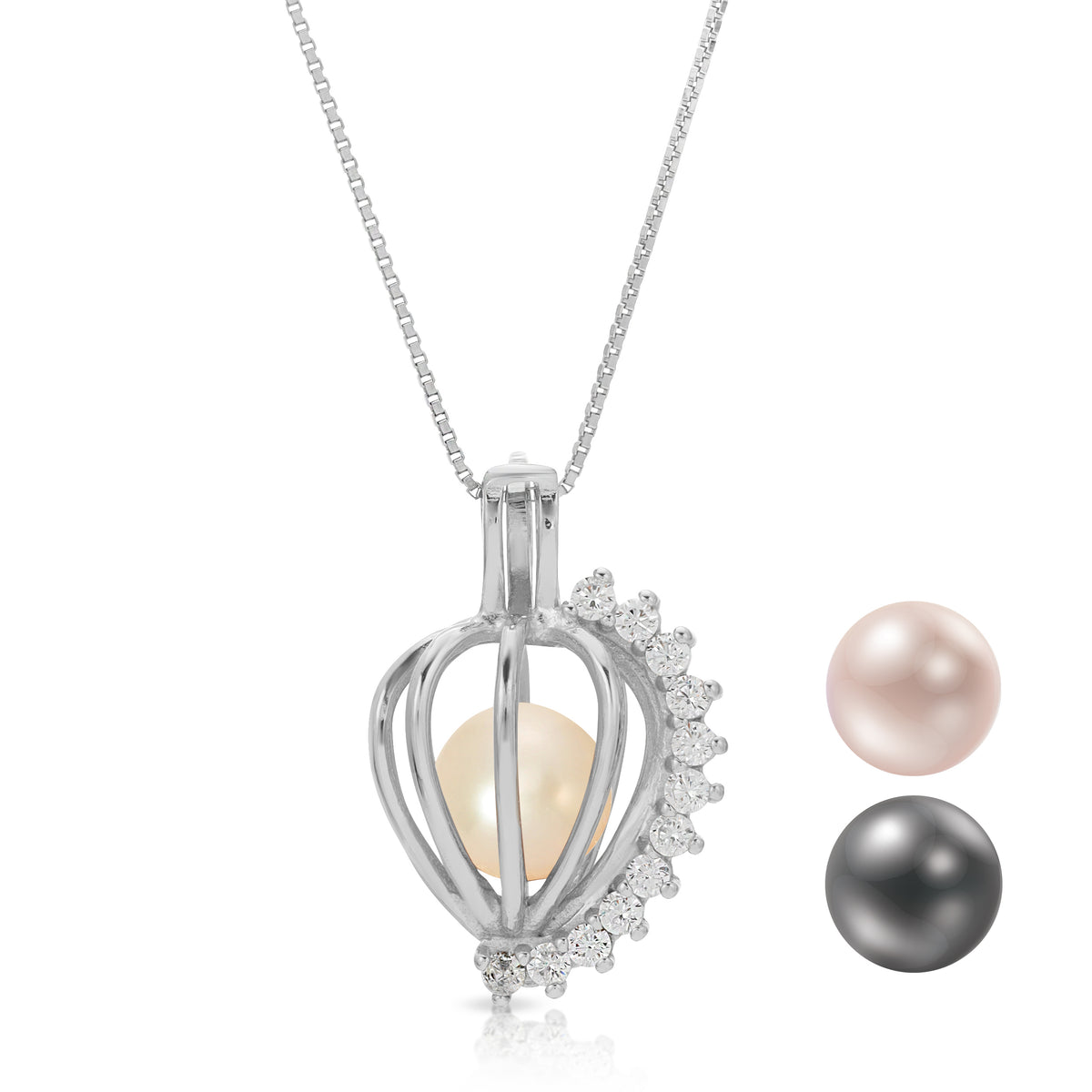 Sterling Silver Pearl Cage Pendant - Simply Sparkles Design Pearl Cage Pendant
