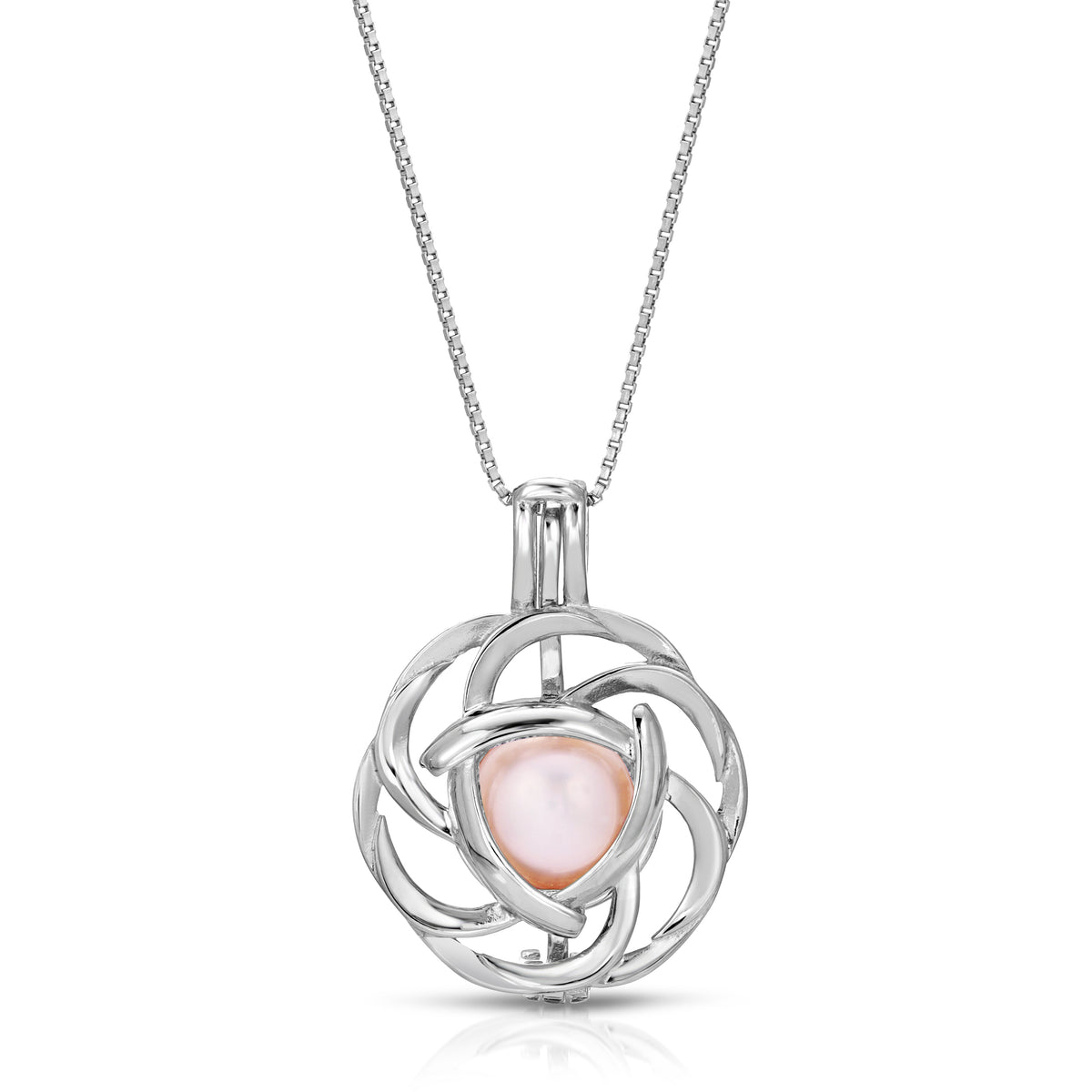 Sterling Silver Pearl Flower Cage Pendant