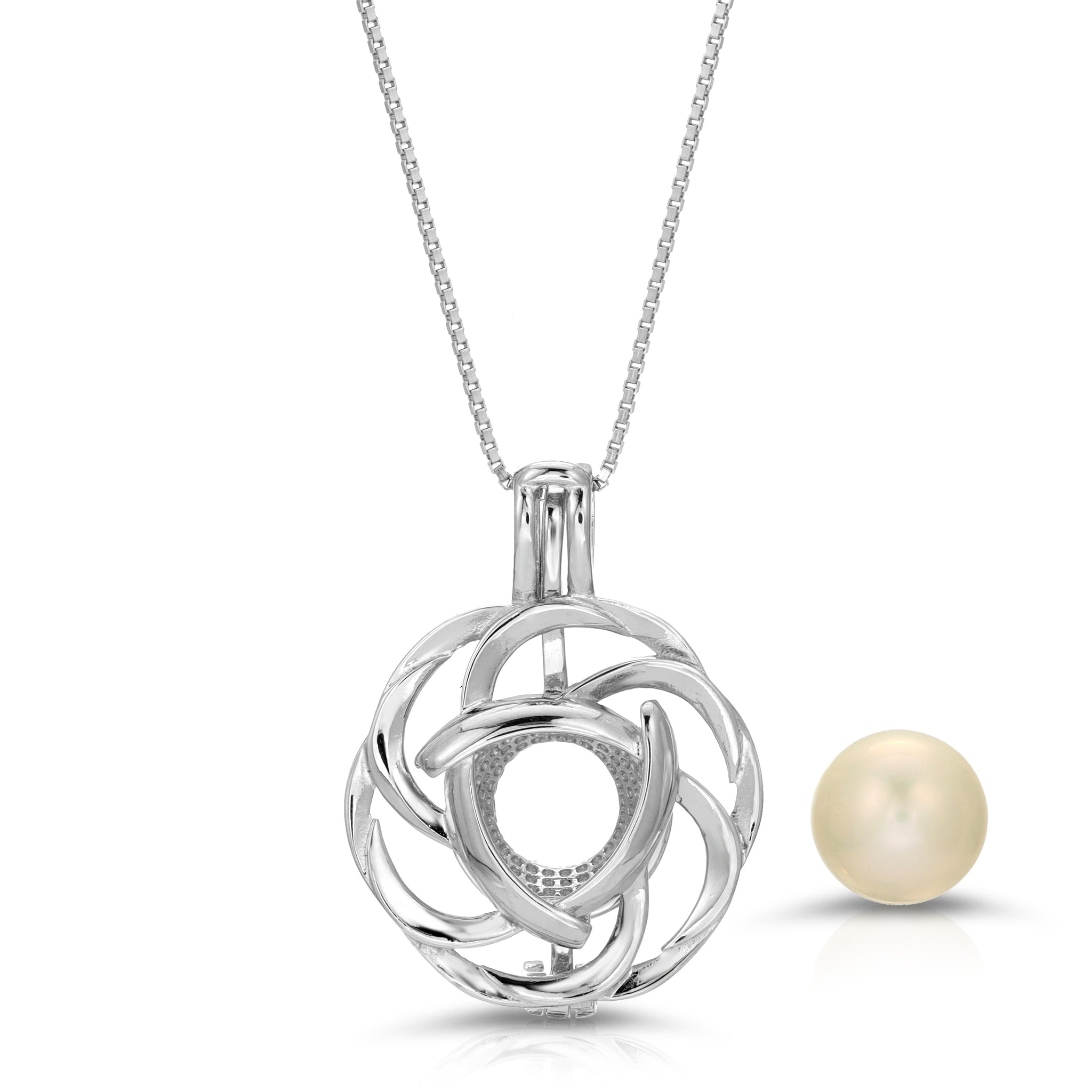 Eternity Knot Charm, Sterling 925 Silver Key Pearl Cage Pendant, Natural  Fresh Pearl Endless Knot Cage Necklace, Wish Pearl Charm, F3100-P 