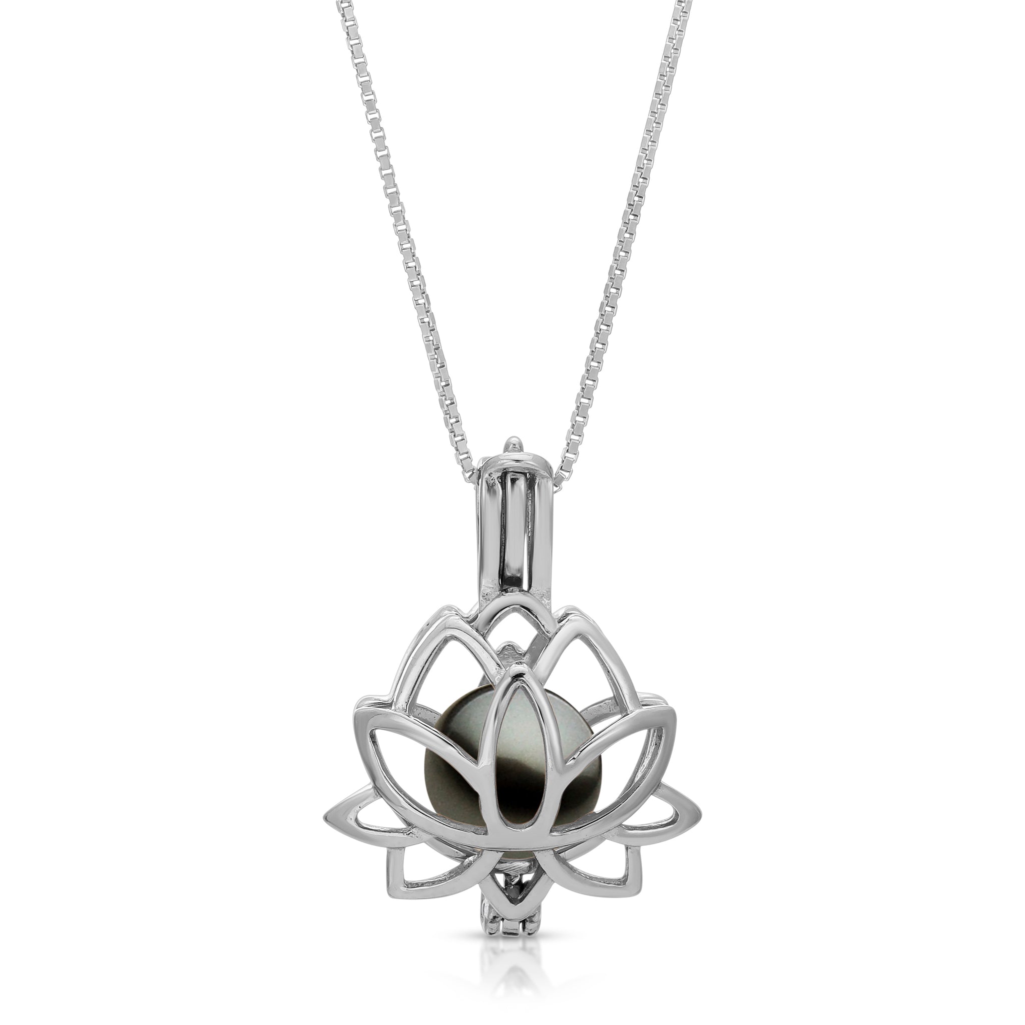 Lotus Flower Sterling Silver Cage Pendant