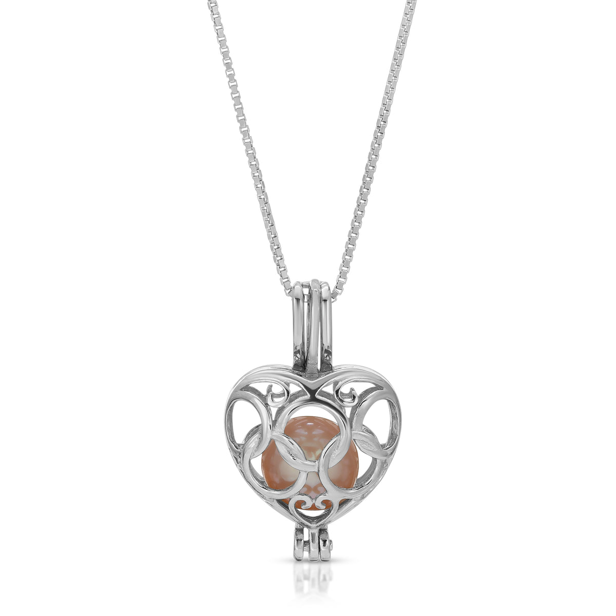 Sterling Silver Pearl Heart Cage Pendant Setting