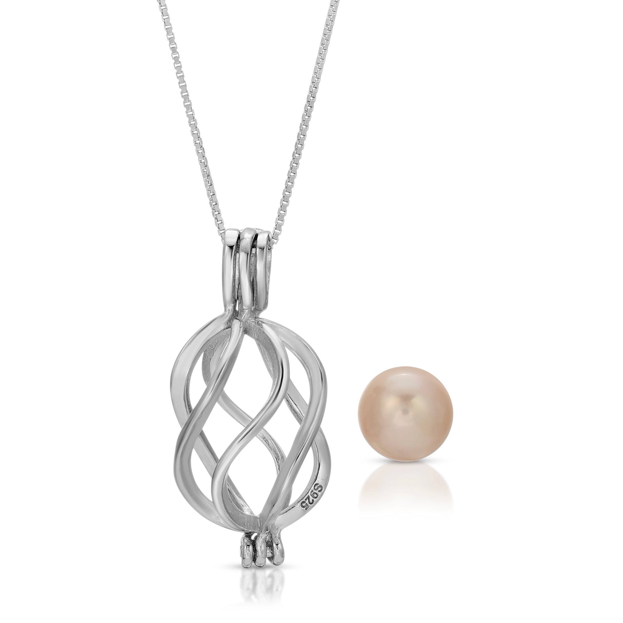 Cat Nap Pearl Cage Pendant | Sterling Silver Cat Necklace - Walmart.com