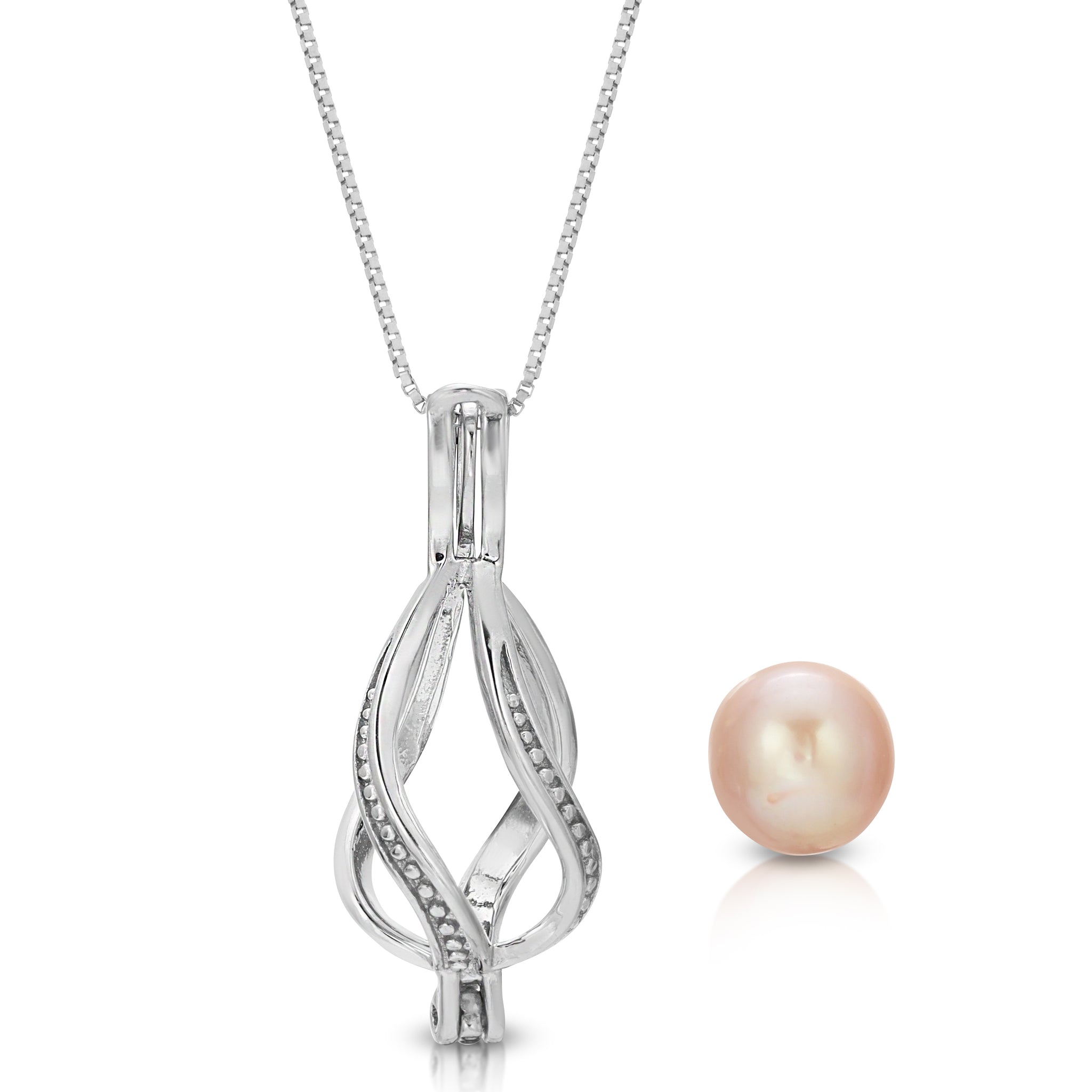 Freshwater Pearl Necklace on 18K White Gold Plated Chain Pearl Cage Pendant  | eBay