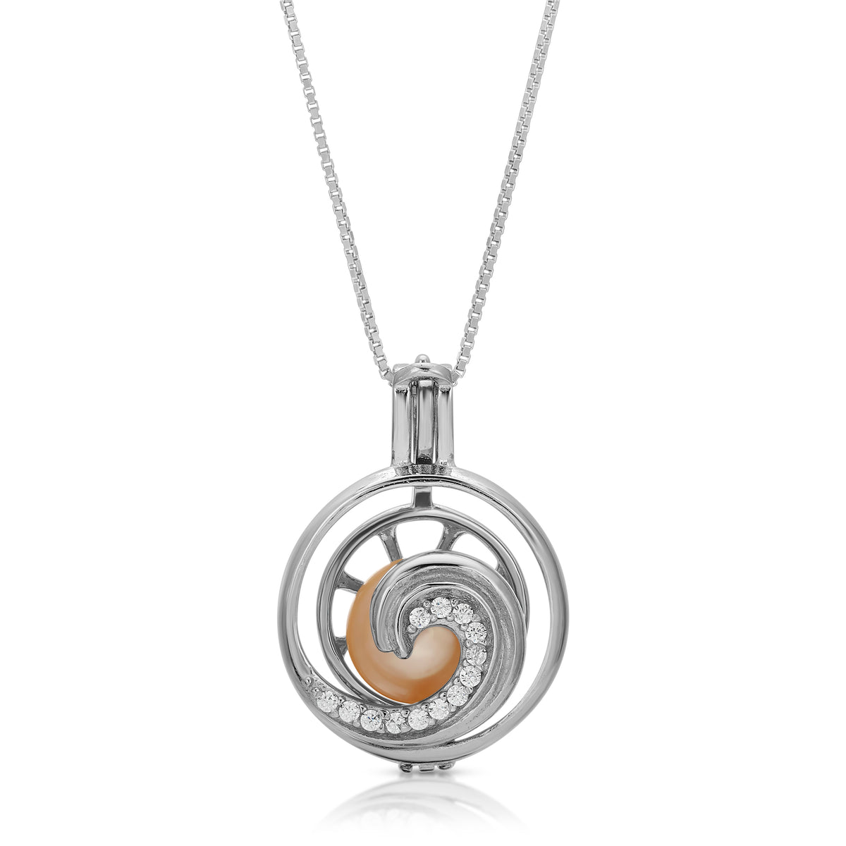Sterling Silver Pearl Wave Cage Pendant Setting