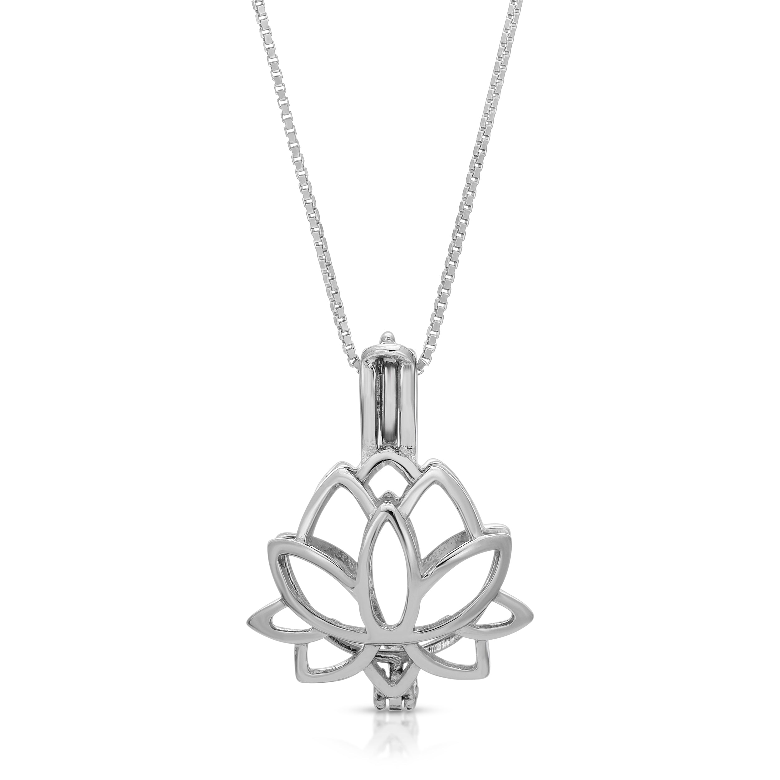 Sterling Silver Pearl Lotus Cage Pendant Setting - Ocean's Treasure