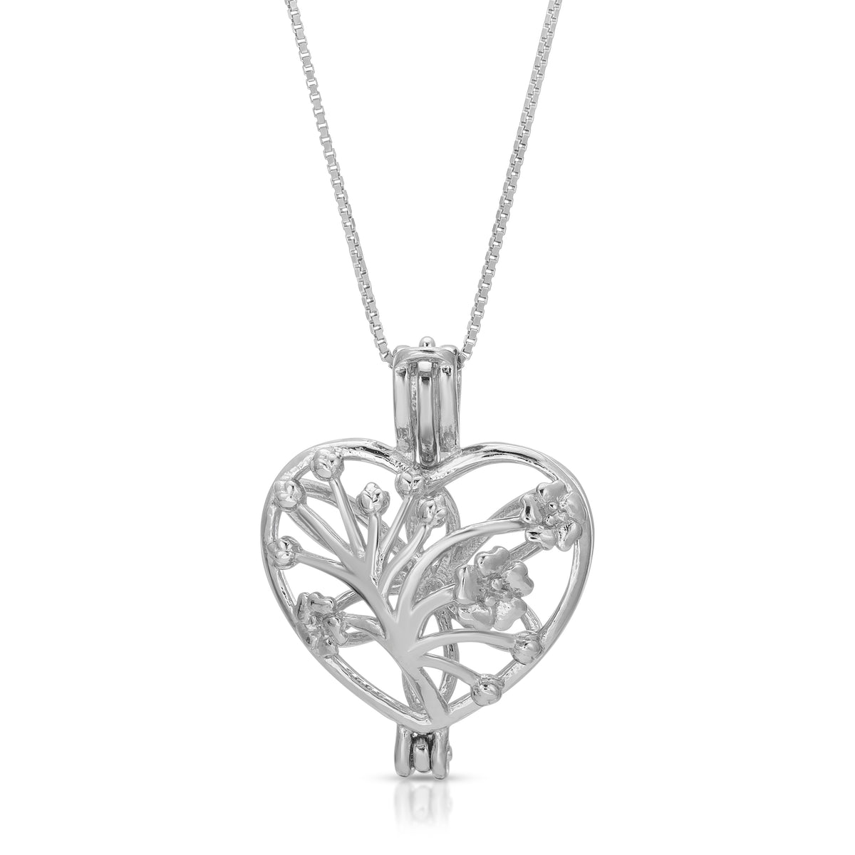 Sterling Silver Pearl Heart Cage Pendant Setting