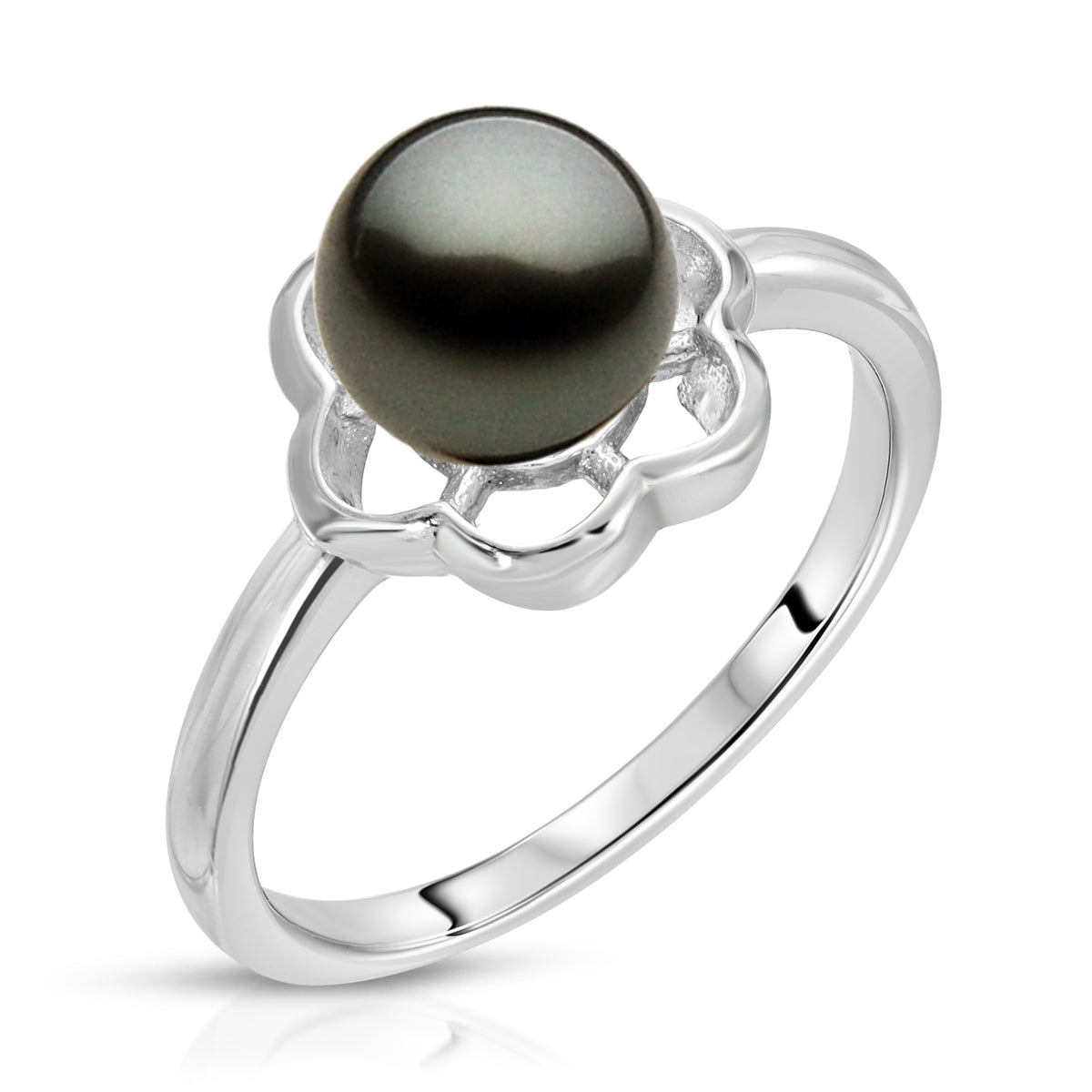 Sterling Silver Tiny Flower Design Pearl Ring