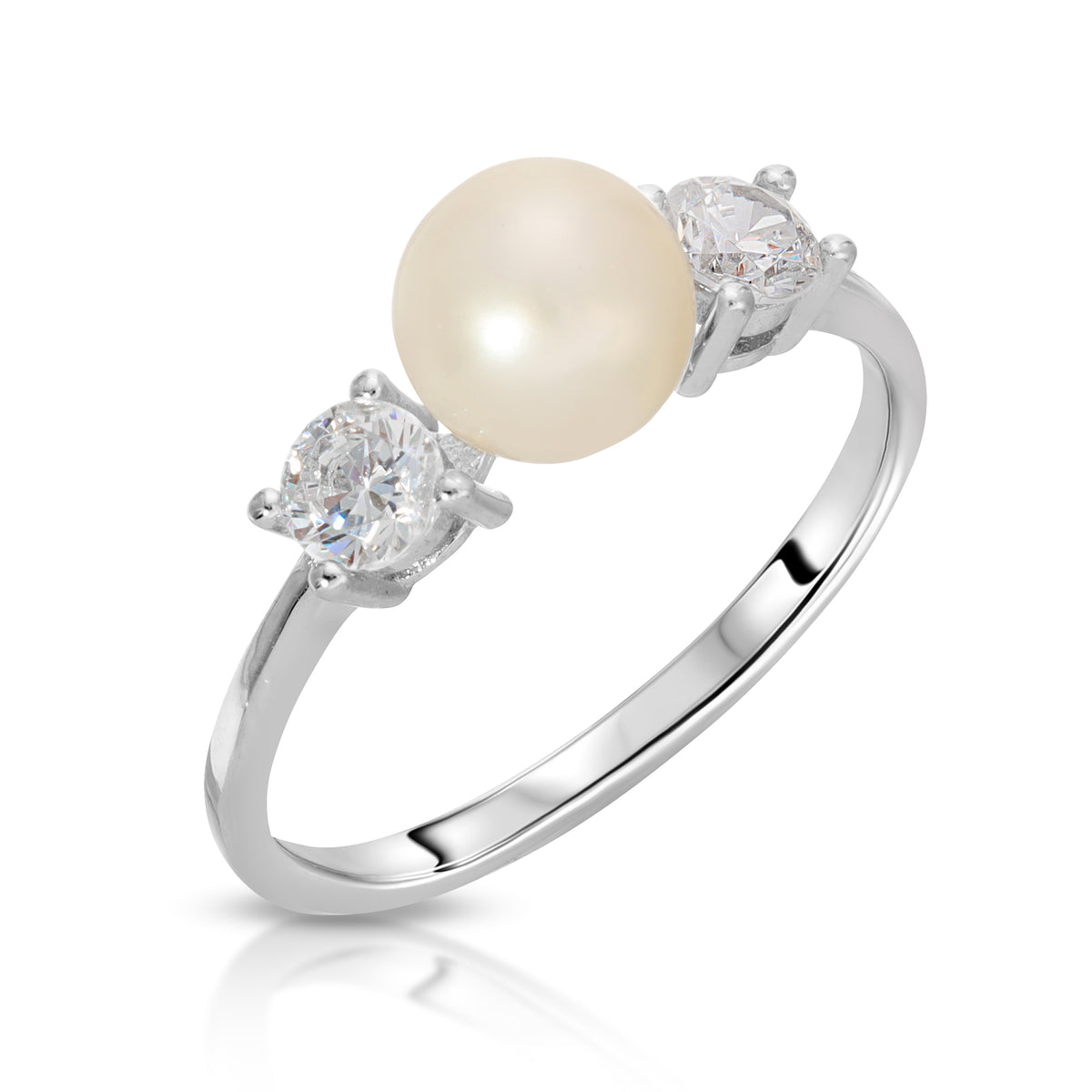 Sterling Silver Star Design Pearl Ring