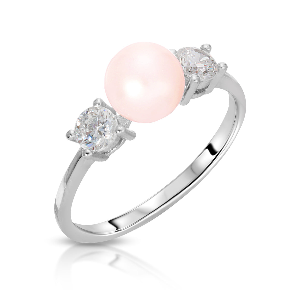 Sterling Silver Star Design Pearl Ring