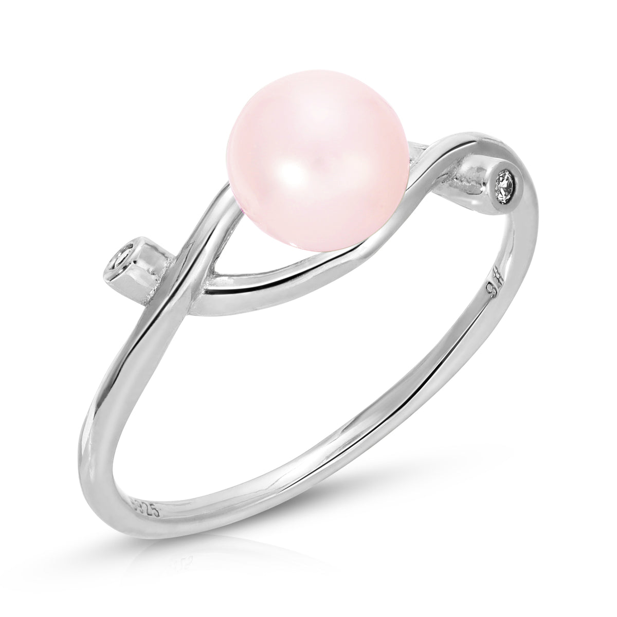 Sterling Silver Knot Design Pearl Ring