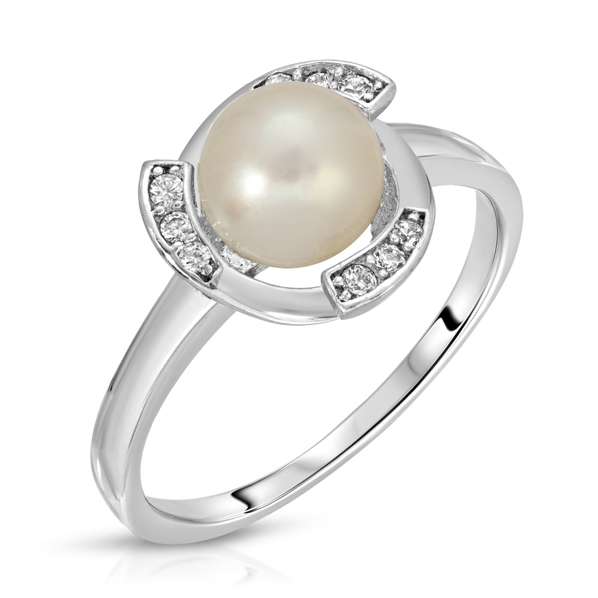 Sterling Silver Circle design Pearl Ring Setting