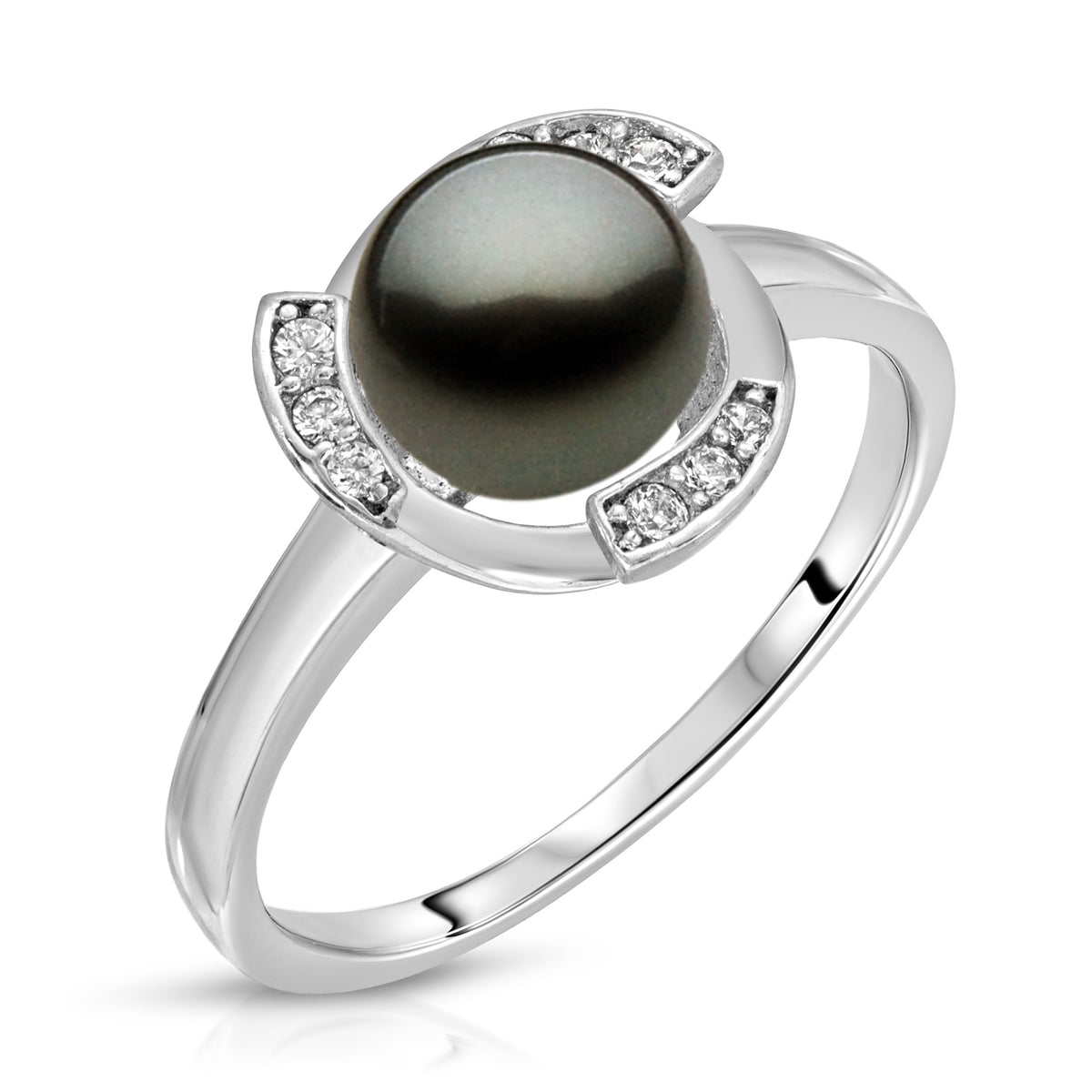 Sterling Silver Circle Design Pearl Ring
