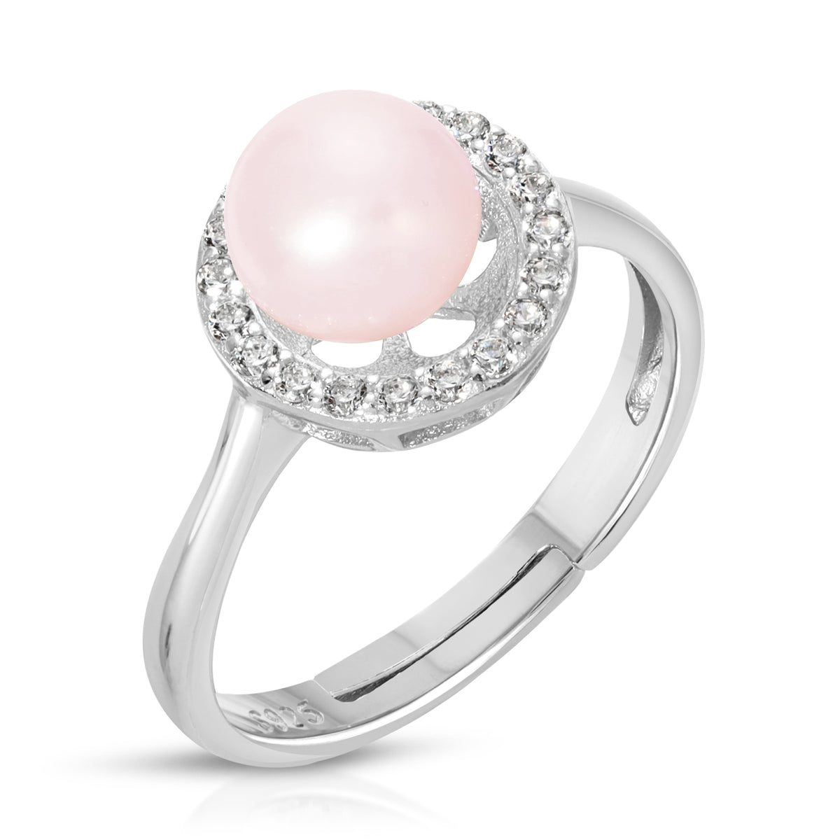 Sterling Silver Halo design Pearl Ring