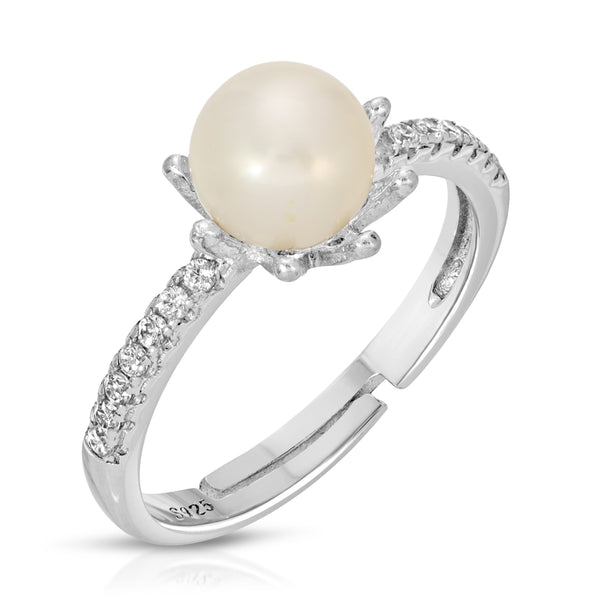 Sterling Silver Crown Design Pearl Ring Setting - Ocean's Treasure