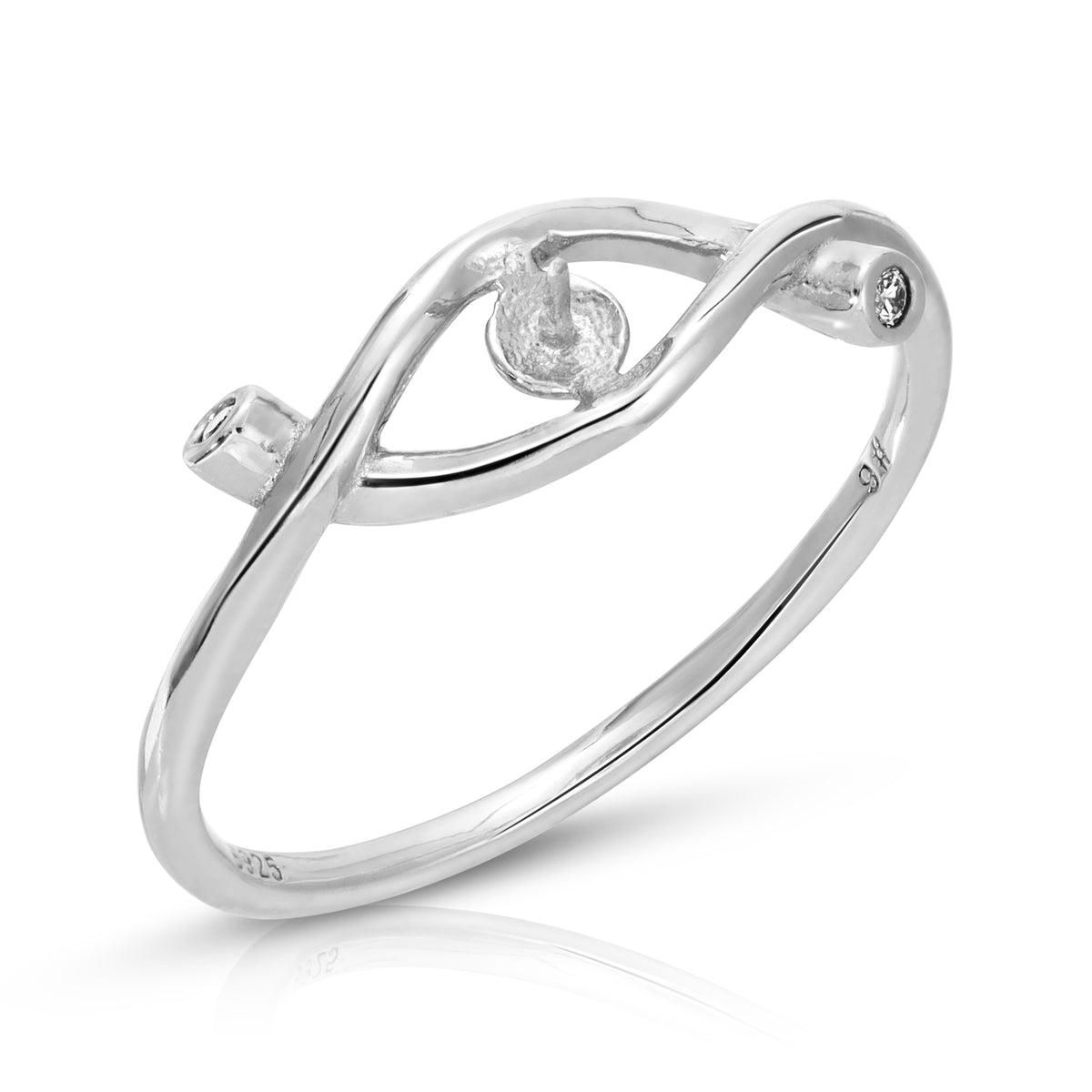 Sterling Silver Knot Design Pearl Ring
