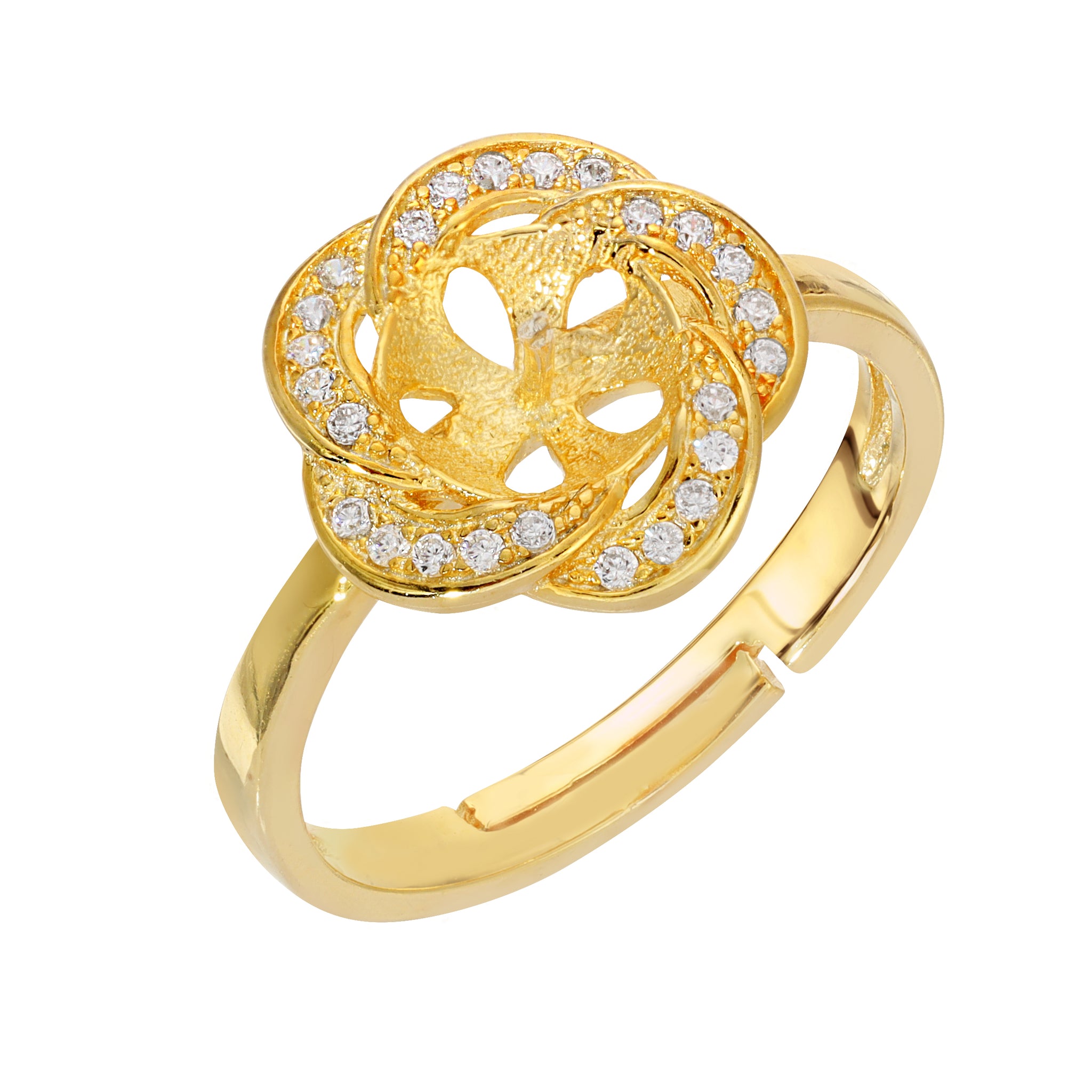 New flower pearl ring women gold